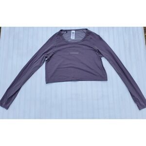 Gymshark Women's Large Long Sleeve Crop Top Purple Active Crop Top Athleisure